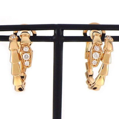 Bvlgari Earrings Serpenti Viper Hoop Demi Pave Diamond Total 18k Pink Gold