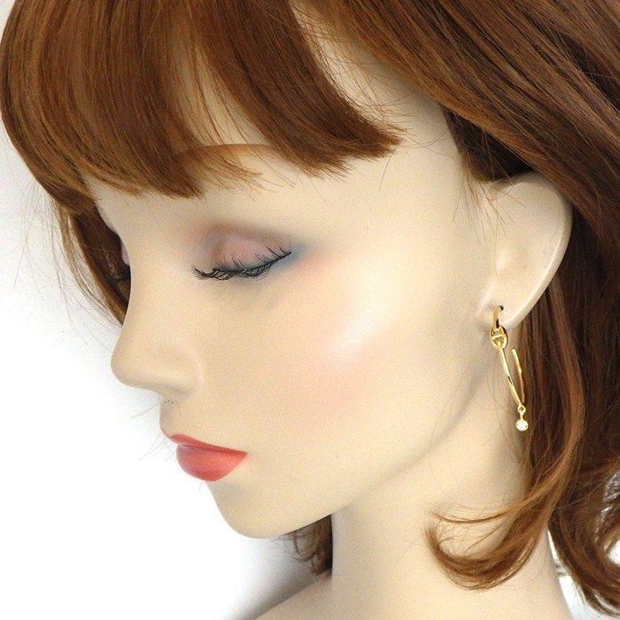Hermes Earrings Chaine D'ancre Hoop Diamond Total 18k Pink Gold