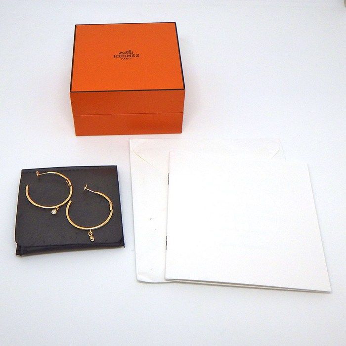 Hermes Earrings Chaine D'ancre Hoop Diamond Total 18k Pink Gold