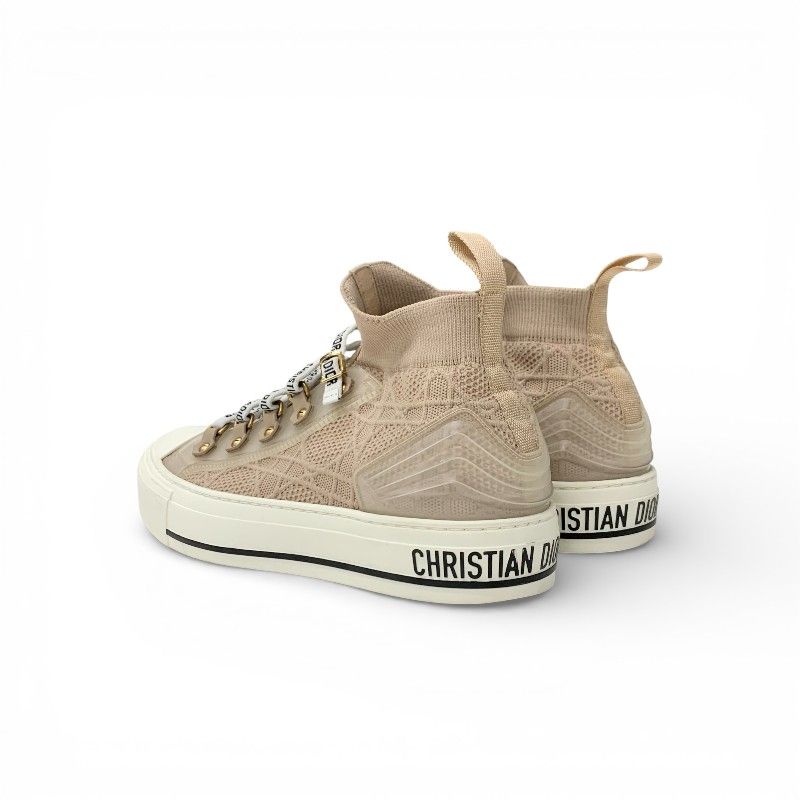 Dior Walkndior Sneakers Shoes Knit Rubber Pink Beige Logo High Cut