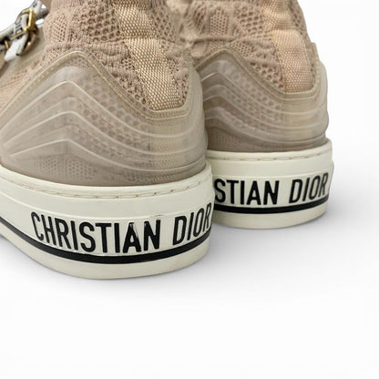 Dior Walkndior Sneakers Shoes Knit Rubber Pink Beige Logo High Cut