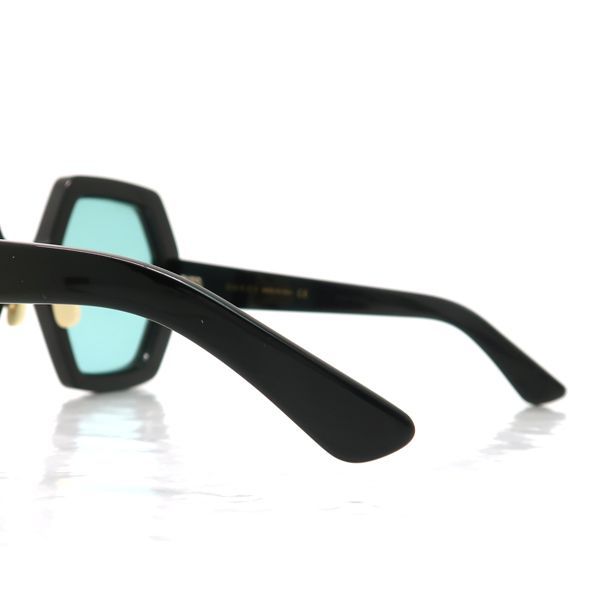 Gucci Sunglasses Oversize 55 Octagon Self Frame Black Blue Lens Eyewear