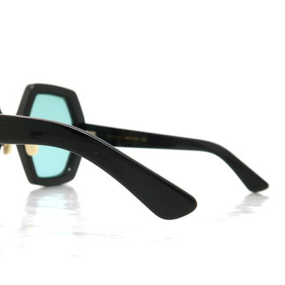 Gucci Sunglasses Oversize 55 Octagon Self Frame Black Blue Lens Eyewear
