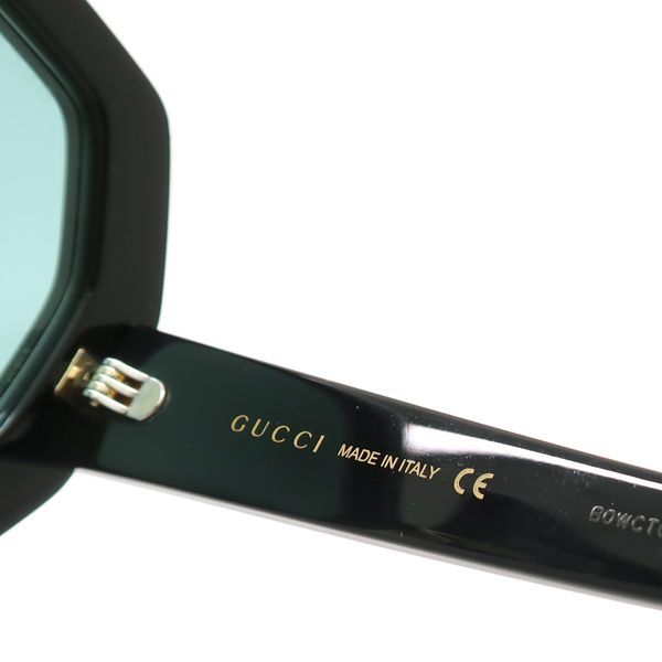 Gucci Sunglasses Oversize 55 Octagon Self Frame Black Blue Lens Eyewear