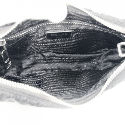 Prada Shoulder Bag Padded Re-Nylon Crossbody Triangle Logo Nylon Black Silver