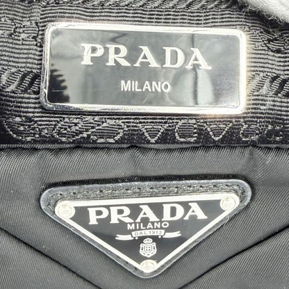 Prada Shoulder Bag Padded Re-Nylon Crossbody Triangle Logo Nylon Black Silver