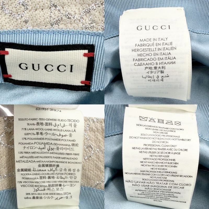 Gucci Hat GG Lame Bucket Hat M All Over Pattern Hat Wool Nylon Metallic Fiber