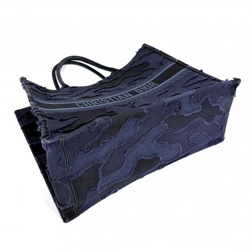 Dior Tote Shoulder Book Handbag Resort Collection Camouflage Canvas Navy