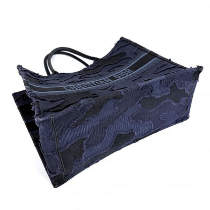 Dior Tote Shoulder Book Handbag Resort Collection Camouflage Canvas Navy