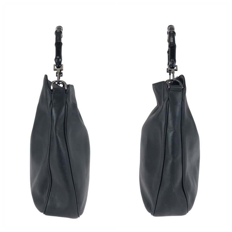 Gucci Bamboo Black Gunmetal Leather 001 Shoulder Bag