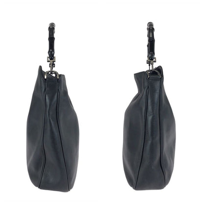 Gucci Bamboo Black Gunmetal Leather 001 Shoulder Bag