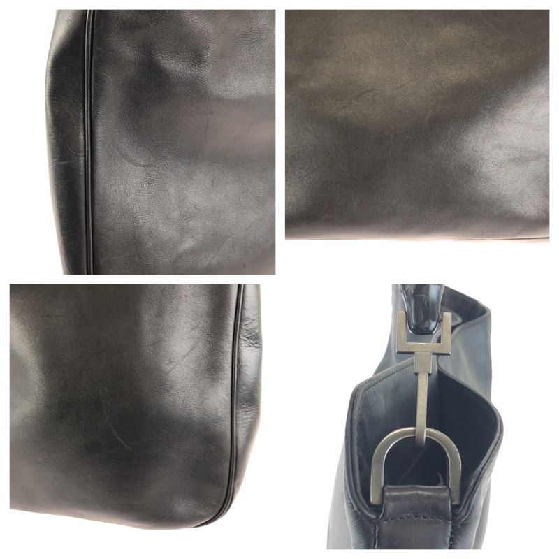 Gucci Bamboo Black Gunmetal Leather 001 Shoulder Bag