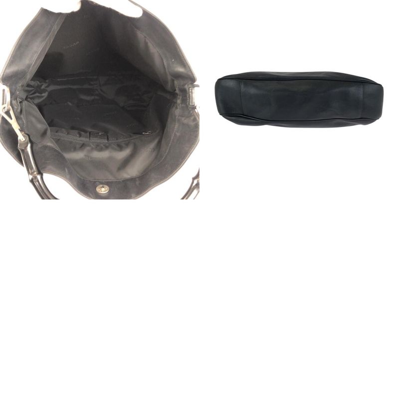 Gucci Bamboo Black Gunmetal Leather 001 Shoulder Bag