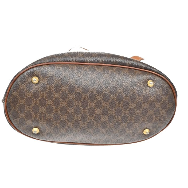 Celine Macadam Tote Shoulder Bag Brown Leather