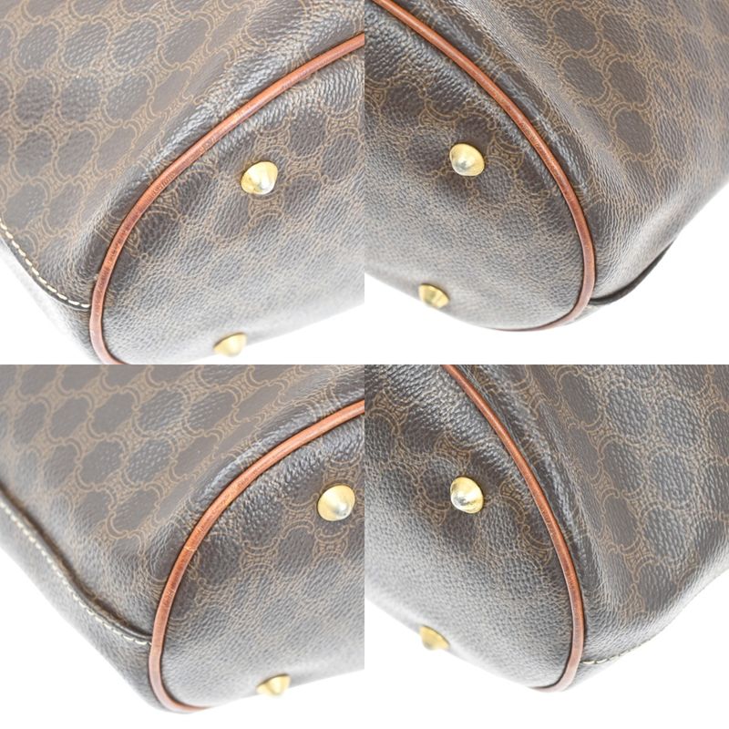 Celine Macadam Tote Shoulder Bag Brown Leather