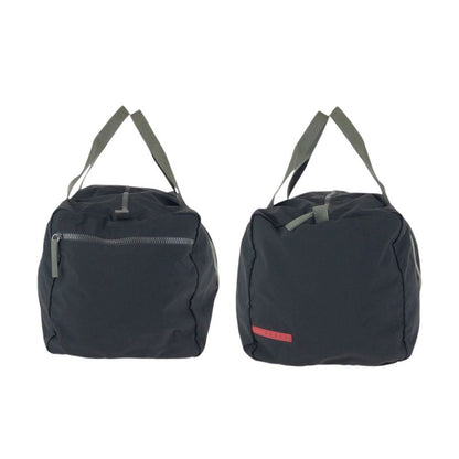 Prada Sports Black Gray Silver Polyester Polyurethane Boston Bag