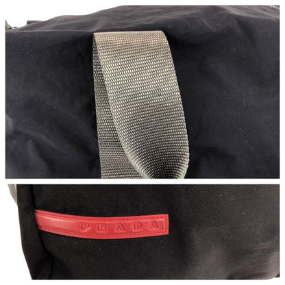 Prada Sports Black Gray Silver Polyester Polyurethane Boston Bag