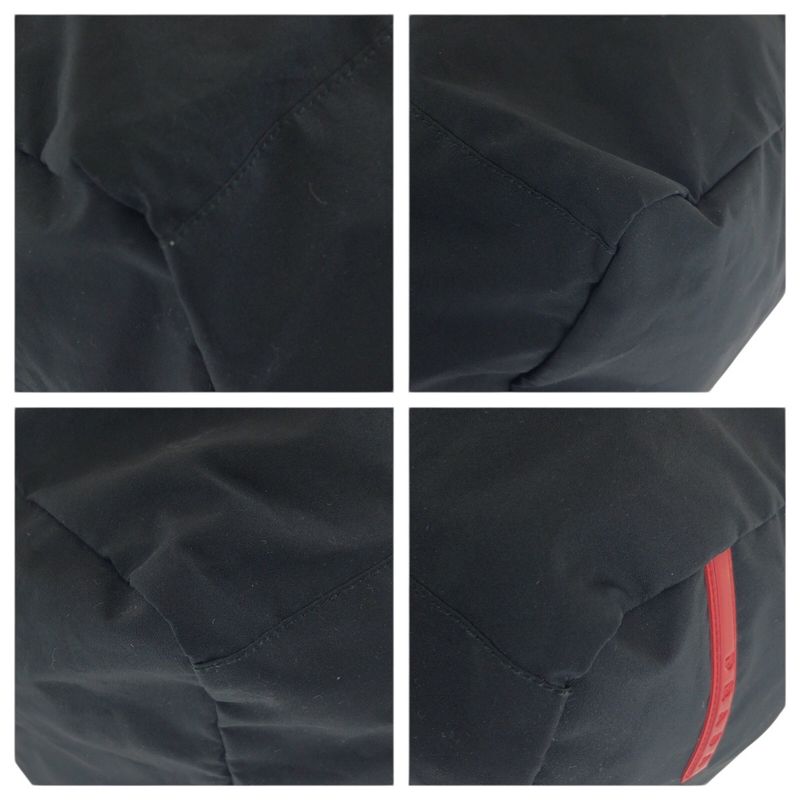 Prada Sports Black Gray Silver Polyester Polyurethane Boston Bag