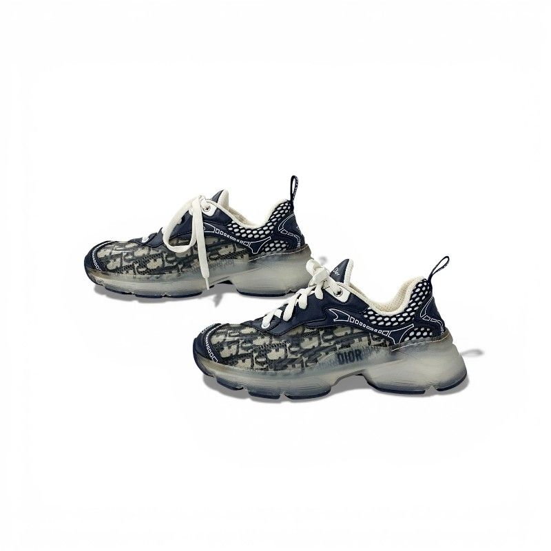 Dior Vibe Sneakers Shoes Leather Rubber Fabric Navy White Logo