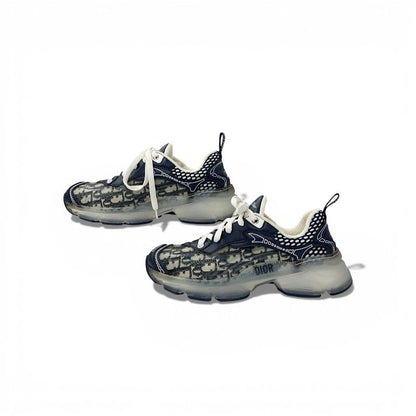 Dior Vibe Sneakers Shoes Leather Rubber Fabric Navy White Logo