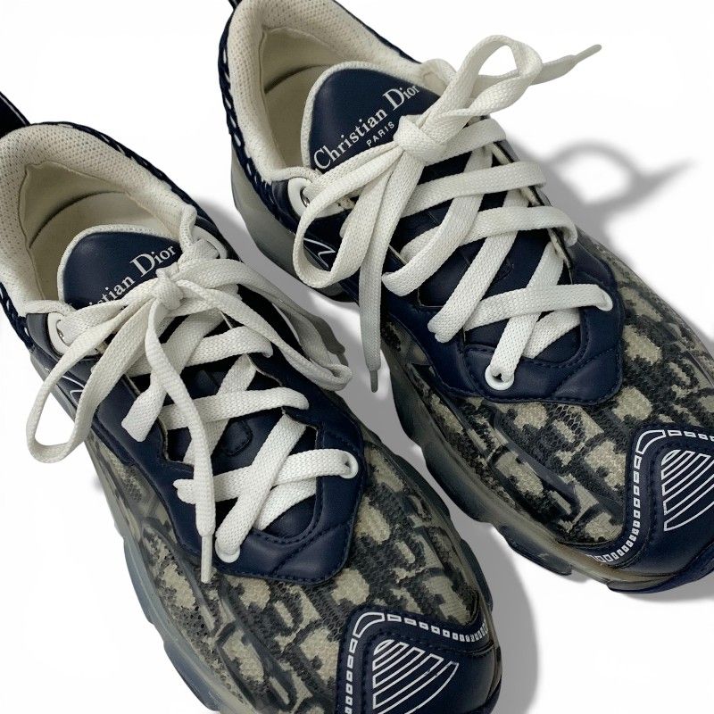 Dior Vibe Sneakers Shoes Leather Rubber Fabric Navy White Logo
