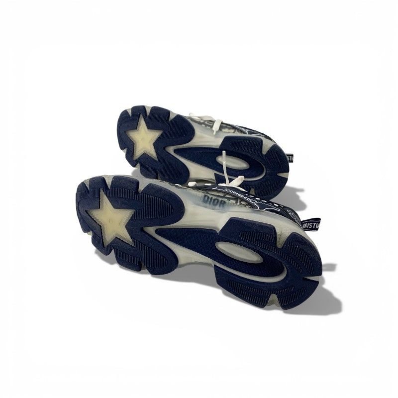Dior Vibe Sneakers Shoes Leather Rubber Fabric Navy White Logo
