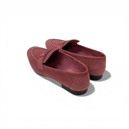 Hermes Loafers Leather Shoes Suede Pink Hhardware Moccasins Flat