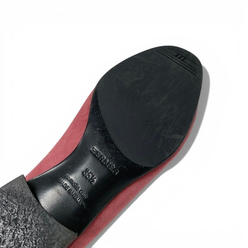 Hermes Loafers Leather Shoes Suede Pink Hhardware Moccasins Flat