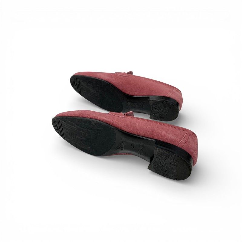 Hermes Loafers Leather Shoes Suede Pink Hhardware Moccasins Flat