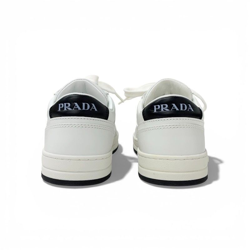 Prada Downtown Sneakers Shoes Leather White Black Triangle Logo