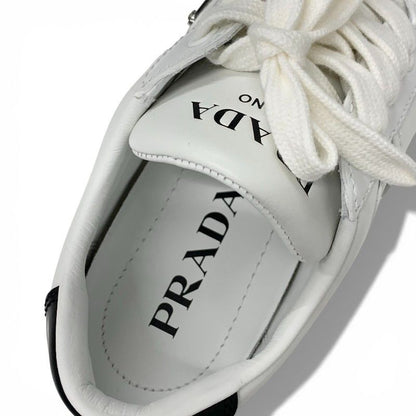 Prada Downtown Sneakers Shoes Leather White Black Triangle Logo
