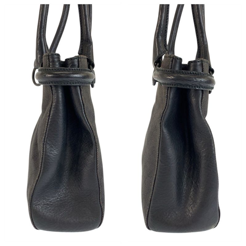 Gucci Black GG Canvas Leather Tote Shoulder Bag
