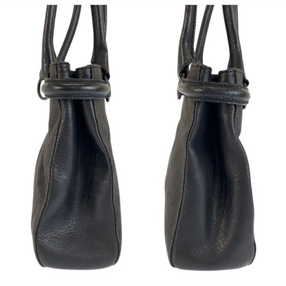 Gucci Black GG Canvas Leather Tote Shoulder Bag