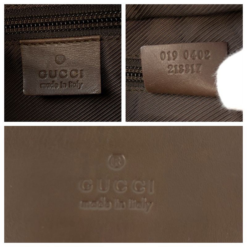 Gucci Brown Beige GG Canvas Leather 019 Tote Shoulder Bag