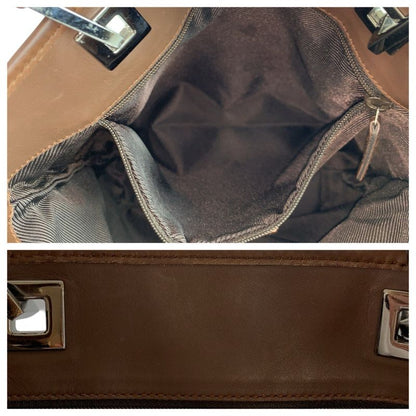 Gucci Beige Brown Silver GG Canvas Leather Tote Shoulder Bag