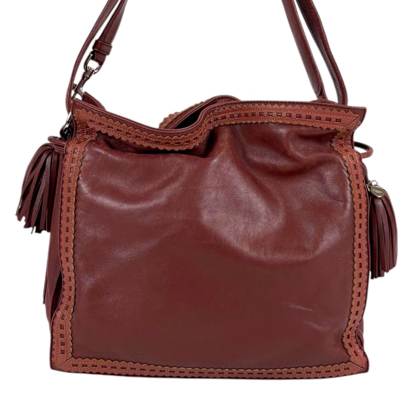 Loewe Flamenco 2-Way Shoulder Bag Tassel Charm Anagram Logo Bordeaux Wine Red — view 4