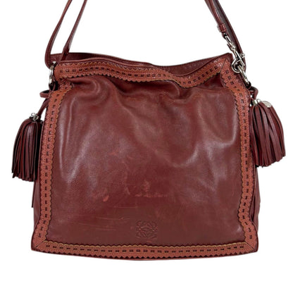 Loewe Flamenco 2-Way Shoulder Bag Tassel Charm Anagram Logo Bordeaux Wine Red — view 3