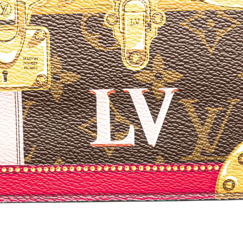 Louis Vuitton Monogram Pochette Weekend Shoulder Bag Brown Red Leather