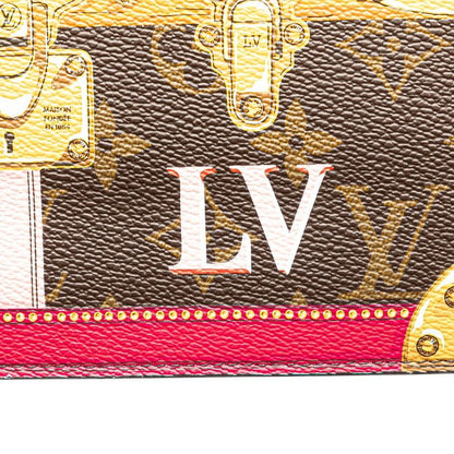 Louis Vuitton Monogram Pochette Weekend Shoulder Bag Brown Red Leather