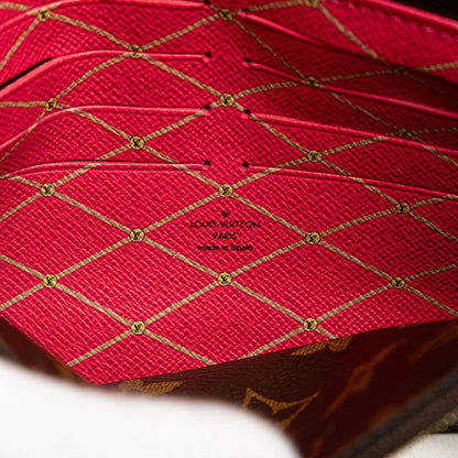 Louis Vuitton Monogram Pochette Weekend Shoulder Bag Brown Red Leather