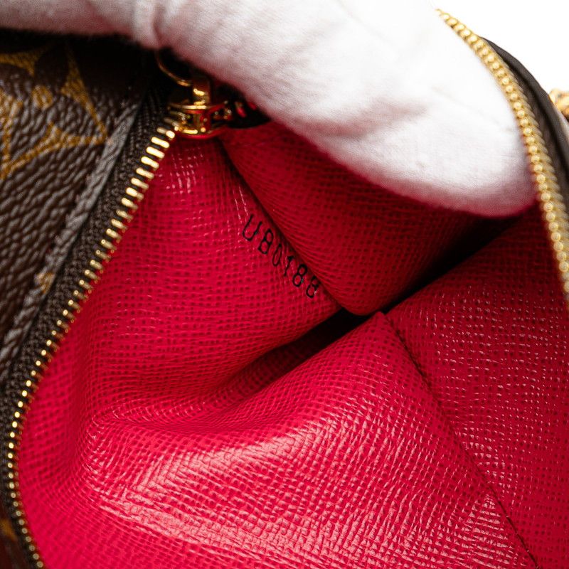 Louis Vuitton Monogram Pochette Weekend Shoulder Bag Brown Red Leather