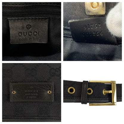 Gucci Black Gold GG Canvas Leather Shoulder Bag
