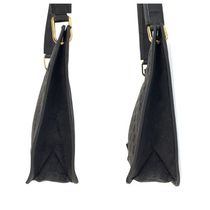 Gucci Black Gold GG Canvas Leather Shoulder Bag