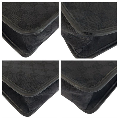 Gucci Black Gold GG Canvas Leather Shoulder Bag