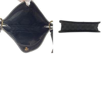 Gucci Black Gold GG Canvas Leather Shoulder Bag