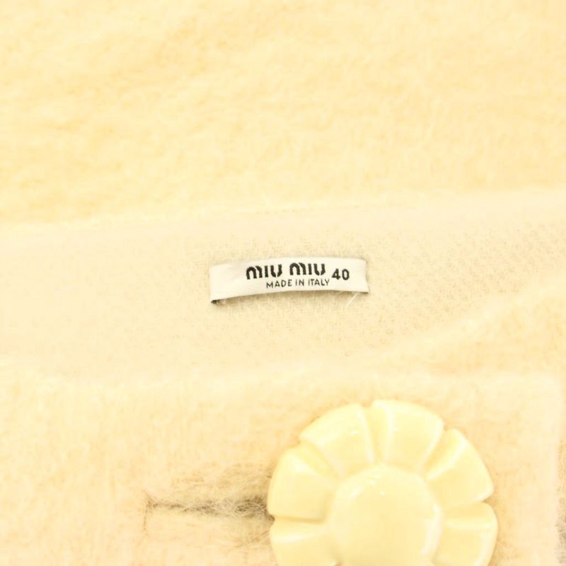Miu Miu Miu Trapezoid Skirt Mini Front Button Mohair Wool Blend 40 Beige KU