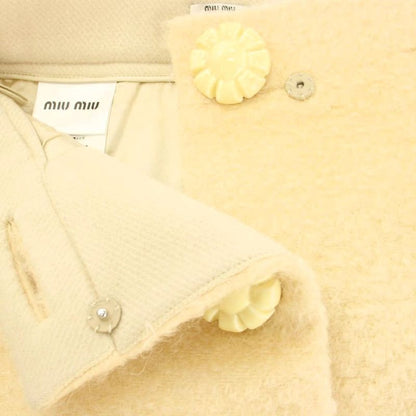 Miu Miu Miu Trapezoid Skirt Mini Front Button Mohair Wool Blend 40 Beige KU