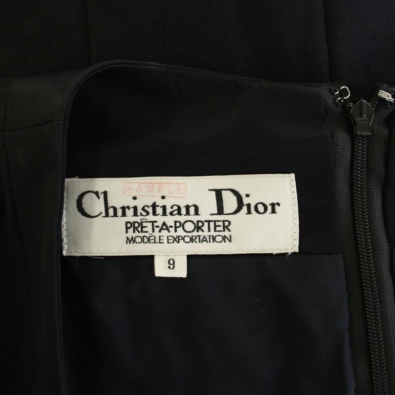 Dior Dress Cache Knee Length Long Sleeve 9 Black YM