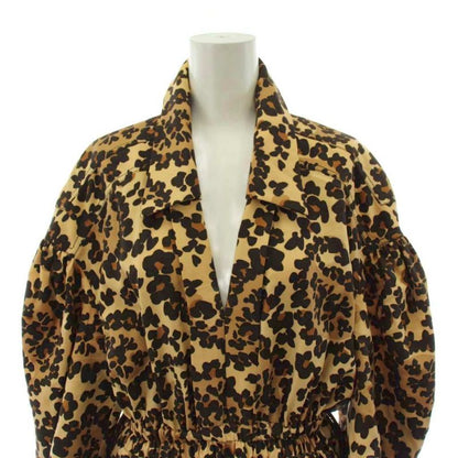 Fendi Dress Long 3/4 Sleeve Leopard Print 40 Beige Brown