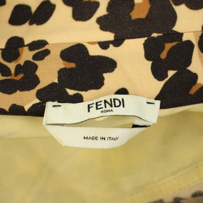 Fendi Dress Long 3/4 Sleeve Leopard Print 40 Beige Brown